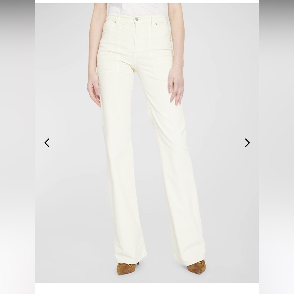 Veronica Beard Crosbie Wide Leg With Pat Ecru corduroy